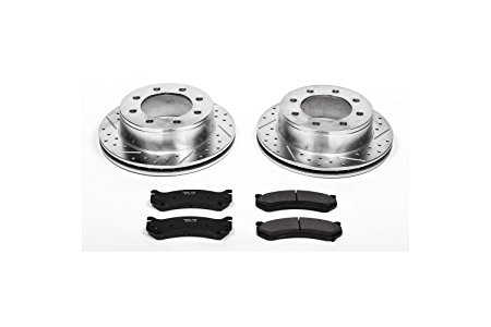 Power Stop K2041 Rear Ceramic Brake Pad and Cross Drilled/Slotted Combo Rotor One-Click Brake Kit