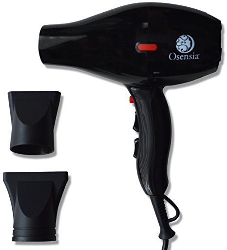 Ultra-Light Hair Dryer - Professional Blow Dryer - 1875 Watt with Tourmaline Ionic Technology for Smooth, Sexy Hair with Travel Bag for Easy Storage