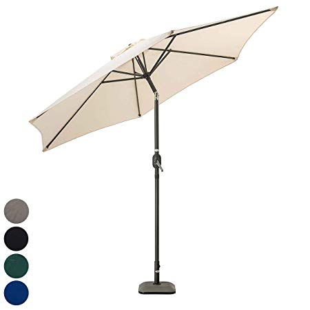 Christow Aluminium Parasol Garden Patio Umbrella Lightweight Crank Tilt UV Sunshade 2.7m