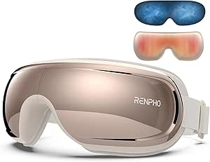 RENPHO Eye Massager with Heat and Cooling FSA HSA, Eyeris 3 Eye Massager for Migraine with Voice Control, Removable Gel Pack, Eye Care Device with Compression for Eye Strain Relief, Eye Relaxation