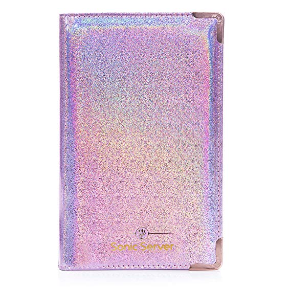 Sonic Server 5x8 Holographic 11-Pocket Server Book Organizer with Double Magnetic Pockets, Zipper Pouch & Pen Holder for Waitress Waiter Waitstaff (Pink)