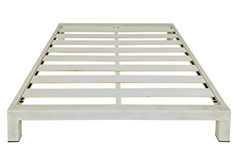 In Style Furnishings Stella Modern Metal Low Profile Thick Slats Support Platform Bed Frame - Twin Size, Brushed White