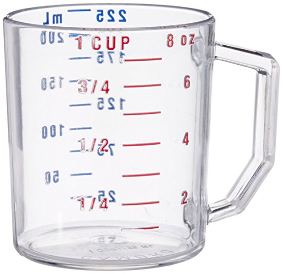 Cambro Camwear Polycarbonate Measuring Cup, 1-Cup Dry Measure, Clear