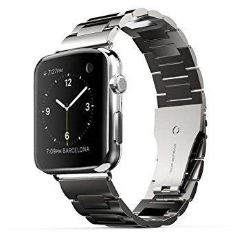 Band for Apple Watch, MroTech Apple Watch Strap Stainless Steel Metal Replacement Link Bracelet Polishing iWatch Wrist Band with Double Button Folding Clasp for Apple Watch (L005) (38mm Space Gray)