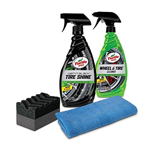 Turtle Wax 50837 Tire Shine & Wheel Cleaner Kit with Microfiber Towel