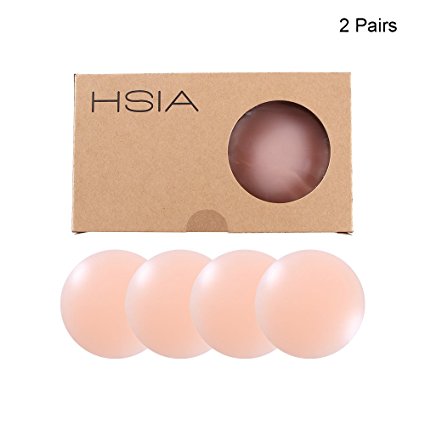 HSIA Nipple Covers Large Nipple Pasties Invisible Silicone Nipple Concealers 2 Pairs