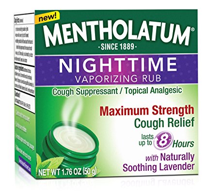 Mentholatum Nighttime Vaporizing Rub Maximum Strength Cough Relief with Naturally Soothing Lavender -1.76 Oz