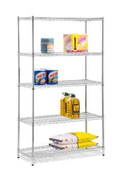 Honey-Can-Do SHF-01441 Adjustable Storage Shelving Unit, 800-Pounds Per Shelf, Chrome, 5-Tier, 42Lx18Wx72H