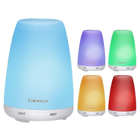 Essential Oil Diffuser 3rd Version Laneco 100ml Portable Cool Mist Aroma Humidifier  Ultrasonic Aromatherapy And Waterless Auto off  With 7 Color Changing LED Light For Home Bedroom Office Yoga