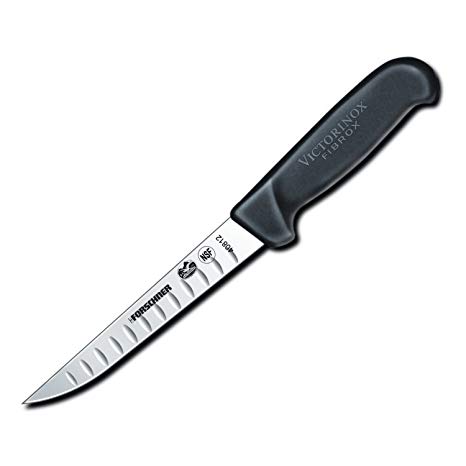 Victorinox Boning, 6" Straight, Wide, Stiff, Granton, Black Fibrox Pro Handle