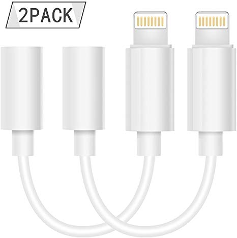 iPhone Headphone Adapter, Compatible with iPhone X/XS/Max/XR/8/8Plus/7/7Plus Adapter Headphone Jack, to 3.5 mm iPhone Headphone Adapter Jack Compatible with iOS 11/12 (2 Pack) (Not Bluetooth)