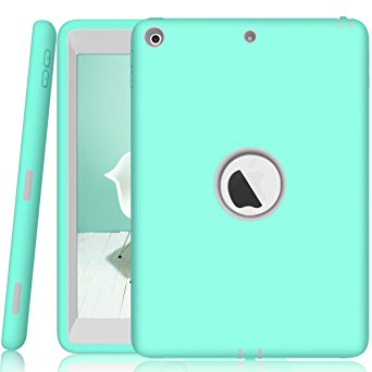 SYNTAK iPad 9.7 2018 / 2017 Case,Slim Heavy Duty Shockproof Rugged Cover Three Layer Hard PC Silicone Hybrid Impact Resistant Defender Full Body Protective Case (teal)