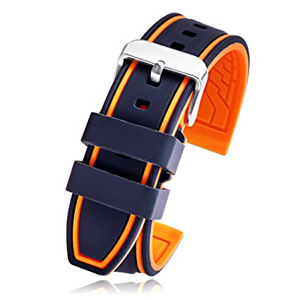 Silicone Rubber Watch Strap Sport Diver Watch Band Black Red Orange Blue Gray 20mm 22mm 24mm 26mm