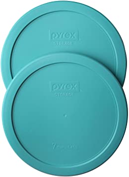 Pyrex 7402-PC Round 7 Cup Storage Lid for Glass Bowls (2, Turquoise)