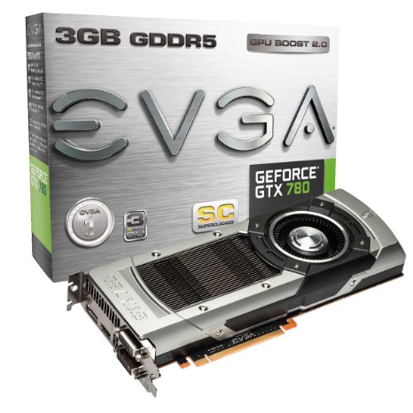 EVGA GeForce GTX780 SuperClocked 3GB GDDR5 384bit, Dual-Link DVI-I, DVI-D, HDMI,DP, SLI Ready Graphics Card (03G-P4-2783-KR)