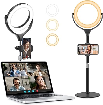 Ring Light for Laptop with Stand&Phone Holder, Video Conference Lighting Zoom Meeting Halo Webcam Light 7" Desktop LED Selfie Ring Light for PC Monitor/Makeup/YouTube/Live Streaming/Photo/Tiktok