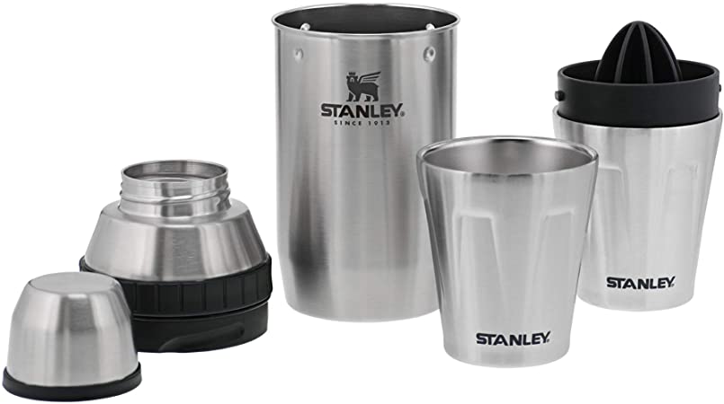 Stanley Adventure Happy Hour 2X System, All-in-One Cocktail Shaker Set with Mixer, 2 Stainless Steel Cups, Citrus Reamer, and Jigger Cap