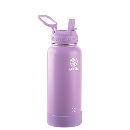 Takeya 51242 Actives Insulated Stainless Steel Bottle w/Straw Lid, 32oz Lilac