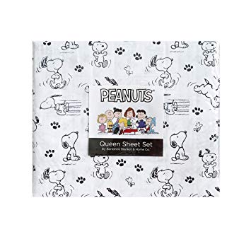 Peanuts Snoopy Black and White Sheet Set Queen from Berkshire Home