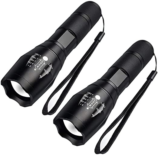 FAGORY LED Torch Powerful Ultra Bright - LED Flashlight Torch Small Bright Beam High 2000 Lumen, Trongle Water Resistant 5 Modes Portable Handheld Light Mini Pocket Torch for Camping Outdoors 2 Pack