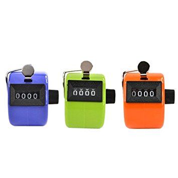 Bluecell Pack of 3 Color Handheld Tally Counter with 4 Digit Display for Lap/Sport/Coach/School/Event