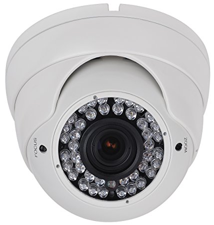 CCTVWORLD CWCDHD5P21WZ AHD 1080P 960H 2.1 MP OSD WDR Night Vision Wide Angle 2.8 - Varifocal Adjustable Zoom Lens Vandal proof CCTV Dome Security Camera IR-Cut Low Illumination DWDR 3D NR Sense-Up, White, 12 mm