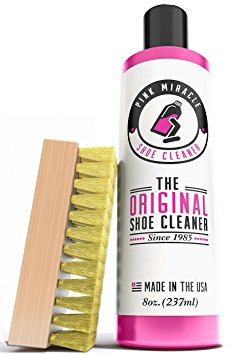 Pink Miracle Bottle - Shoe Cleaner - and Fabric Cleaner Solution With Free BONUS Brush - Works on Leather, Whites, Nubuck, Golf Shoes, Basketball Shoes, Boots, Sandals, Home and Car Upholstery - NON TOXIC