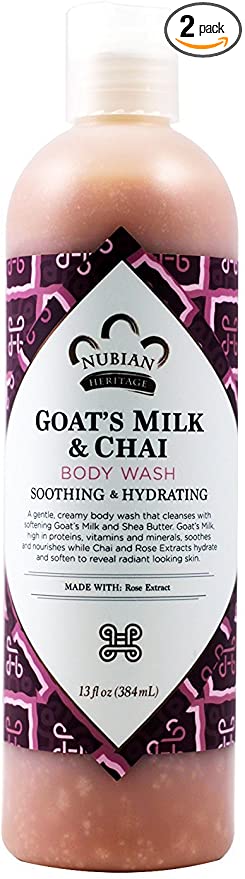 NUBIAN HERITAGE Body WASH,Goats MLK&CHAI, 13 FZ, 2 Pack