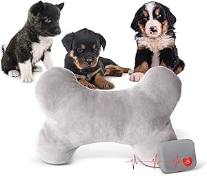 K&H Pet Products Mother's Heartbeat Calming Dog Toy Bone Pillow Gray Large Breed Heartbeat 13 Inch