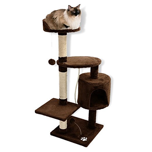 FirstWell Cat Trees - Kitty Tower Furniture, Kitten Climb Stand, with Natural Sisal Ropes Scratching Post, Perch