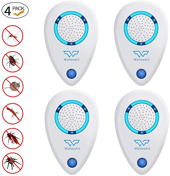 Ultrasonic Pest Repeller 4 Pack,2020 Upgrated Pest Control Ultrasonic Repellent,Electronic Plug in Pest Repellent Indoor for Flea, Insects, Mosquitoes, Mice, Spiders, Ants, Rats, Roaches, Bugs, Child