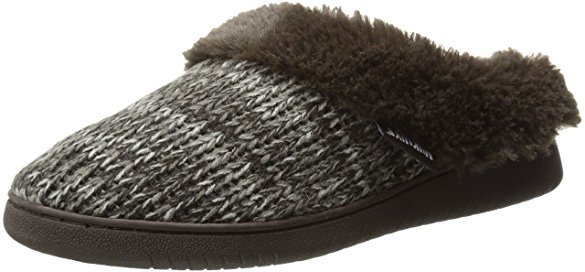 Muk Luks Women's Knit Clog Slipper with Faux Fur Trim