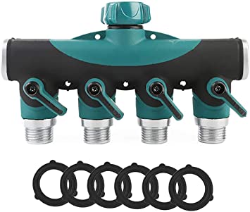 VASLON Hose Spliter 4 Way Garden Hose Splitter Heavy Duty Water Hose Adapter Connector 3/4" Hose Faucet Manifold,Ideal for Lawns,Garden,Drip Irrigation