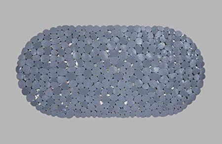 AQUALONA Bath Mat, Anti-Mould Non-Slip Bathtub Mat | Textured Surface, Suction Cups | Pebble Grey, 69 x 36cm