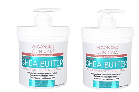 Advanced Clinicals Value Set! Two Large Spa Size Shea Butter Ultra Rich Softening Creams. 16oz Each.