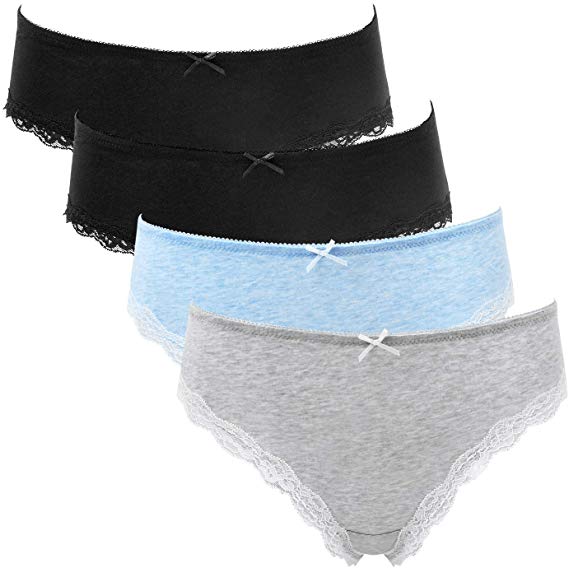 ATTRACO Women's Underwear Cotton Panties Brief Hipster Solid 4 Packs Colors