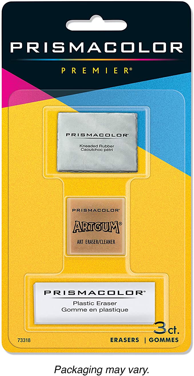 Prismacolor Premier Kneaded, ArtGum and Plastic Erasers, 3 Pack