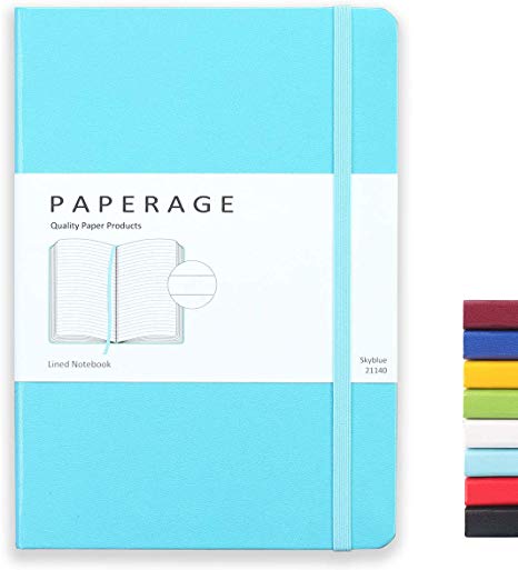 Paperage Lined Journal Notebook, Hard Cover, Medium 5.7 x 8 inches, 100 gsm Thick Paper (Blue, Ruled)