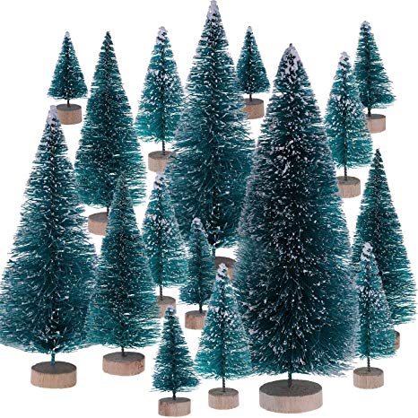 Leinuosen 43 Pieces Artificial Mini Christmas Trees Tabletop Trees Snow Ornaments for Christmas Party Home Decoration, 6 Sizes