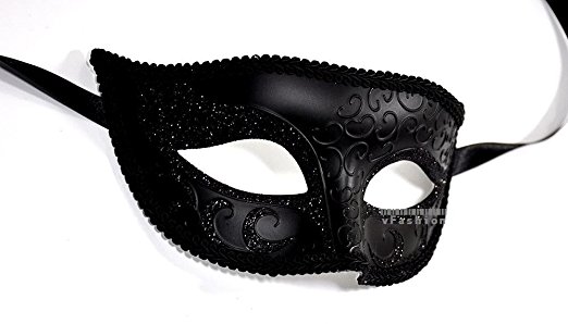 Kayso Men Black Laser Cut Venetian Masquerade Mask Unisex