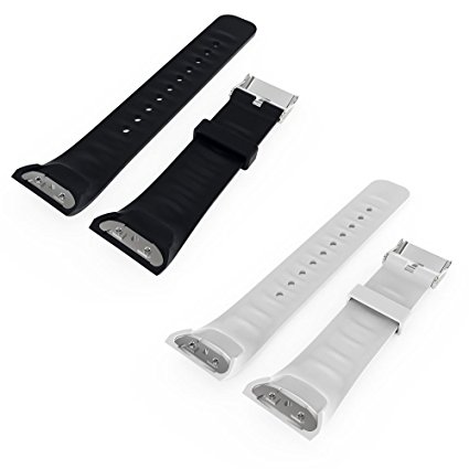 Samsung Gear Fit2 Band, 2pcs Samsung Smartwatch Replacement Wristbands for Samsung Gear fit2 fit 2 SM-R360 Smart Straps Watch Bands with Adapters and Buckle Clasps (Black & White)