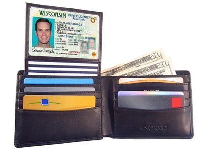 RFID Secure Mens Leather Wallet by KNOXX Wallets - Premium RFID Blocking, Holds 10 Cards, Transparent ID Holder, 2 Currency Slots, Genuine Leather, Durable and High Storage Capacity