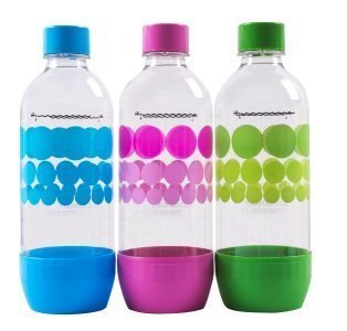 Sodastream Bottles Original Three Pack ( blue, pink, green ) 1 Liter / 3.38oz launched in 2017