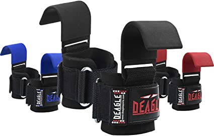 DEAGLE SPORTS Lifting Hooks with Wrist Deadlift Straps Gym Assist Weight BAR Weight Lifting Grips Pull UP DEADLIFTING Gloves -Pair