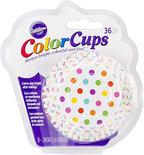 Wilton 415-0627 36-Pack Color Baking Cup, Standard, Dots Rainbow