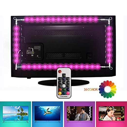LED TV Backlight Bias Lighting Kits for HDTV, EveShine 78.7in/2 m/4 Strips Multi-color RGB TV LED Backlight [UPGRADED 2018 VERSION] with remote control for 40 To 60 Inch HDTV - Reduce Eye Fatigue and Increase Image Clarity