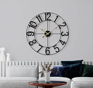 Sorbus Large Wall Clock for Living Room Decor - Wall Clock for Kitchen - 24 inch (60 CM) Wall Clock Decorative - Battery Operated Analog Large Clock (Black)