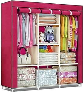 YouCopia Collapsible Wardrobe 8 Shelves Storage Unit almari Closet Clothes Storage Rack Quick Wardrobe/Cabinet/Multipurpose Storage Rack, Foldable, Collapsible Fabric Wardrobe Organizer