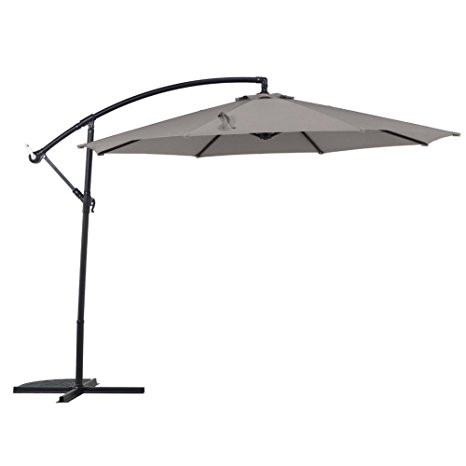 Grand Patio 10 Ft Offset Cantilever Outdoor Market Patio Hanging Umbrella with Crank, Grey