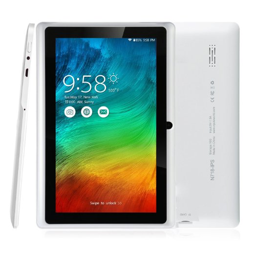 NPOLE Tablet 16GB 1GB IPS 7 Inch Android Quad Core CPU Dual Camera HD Video 3D Game Supported White